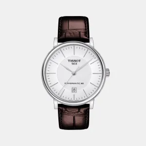 Carson T-Classic Men Analog Silver Dial Automatic Leather Watch T1224071603100