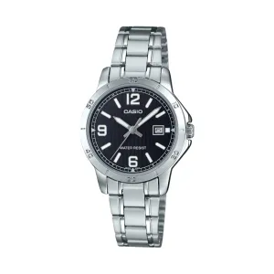 Casio Analog Black Dial Stainless Steel Watch LTPV004D-1B2