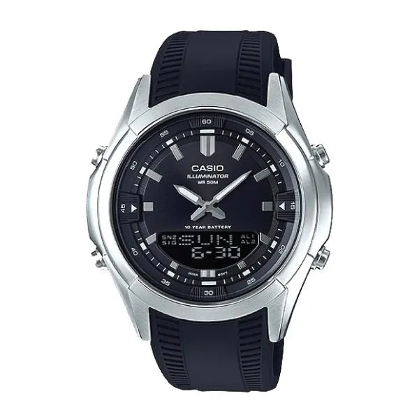 Casio Analog-Digital Combination Black Resin Band Watch AMW840-1A AMW-840-1A