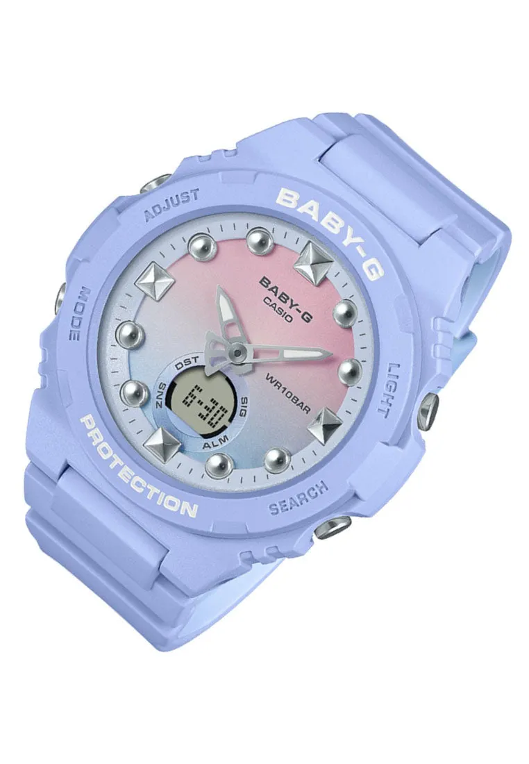 Casio Baby-g BGA-320-2A1 Digital Analog Rubber Strap Watch For Women