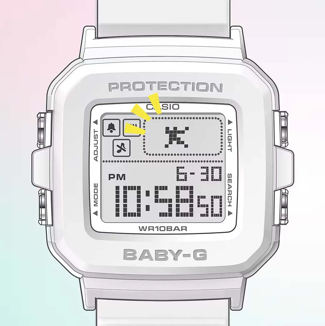 Casio BABY-G PLUS Pixel Art White Digital Womens Watch w/ 9 Loops BGD10L-7