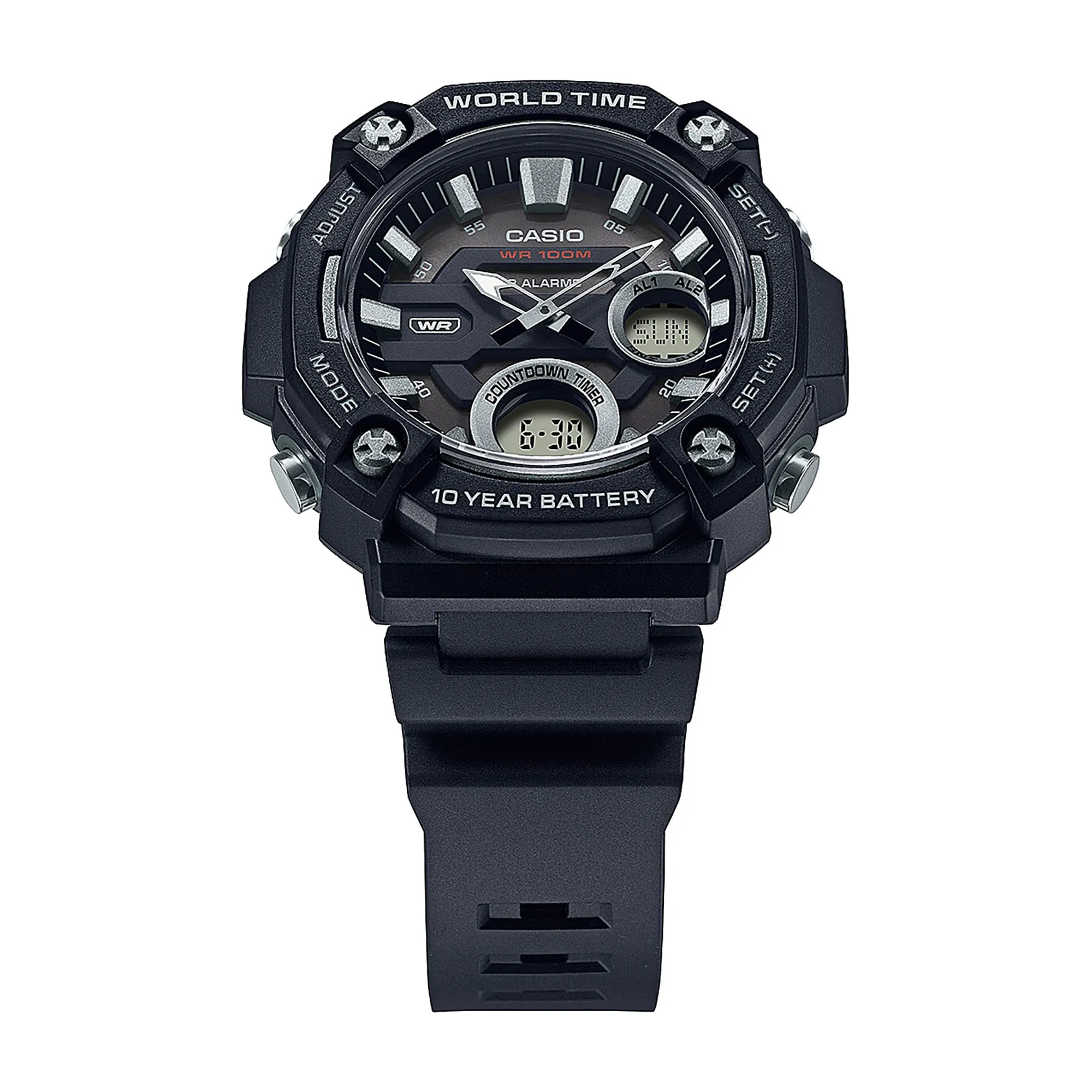 Casio Digital Analog Black Dial Black Resin Band Watch AEQ120W-1A