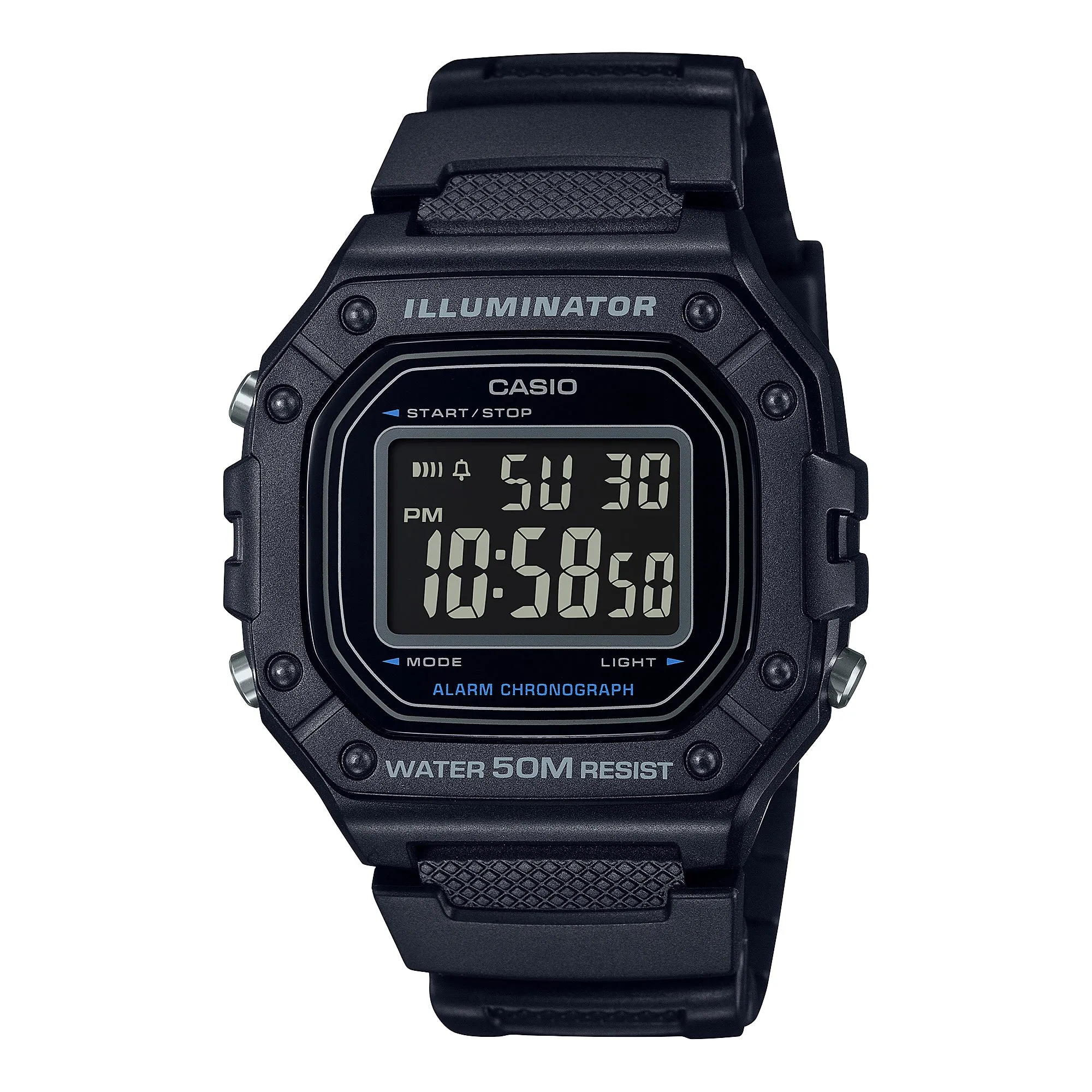 Casio Digital Black Resin Band Watch W218H-1B W-218H-1B