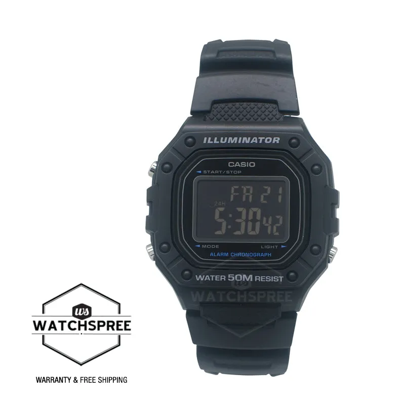 Casio Digital Black Resin Band Watch W218H-1B W-218H-1B