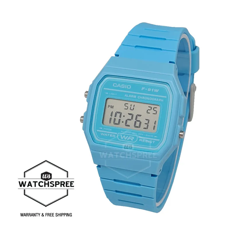Casio Digital Blue Resin Band Watch F91WC-2A F-91WC-2A