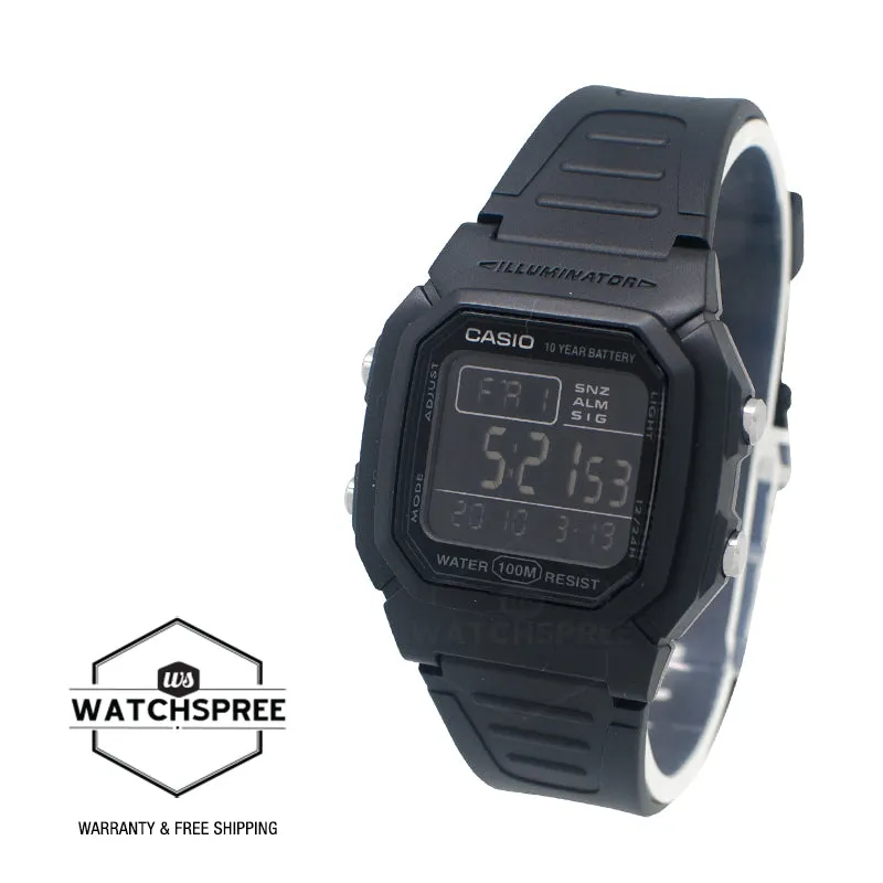 Casio Digital Dual Time Black Resin Band Watch W800H-1B W-800H-1B