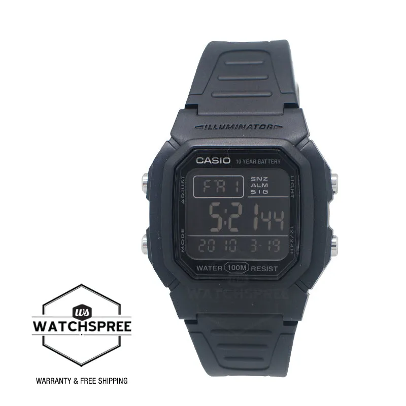 Casio Digital Dual Time Black Resin Band Watch W800H-1B W-800H-1B