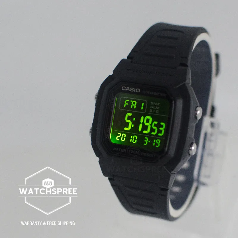 Casio Digital Dual Time Black Resin Band Watch W800H-1B W-800H-1B