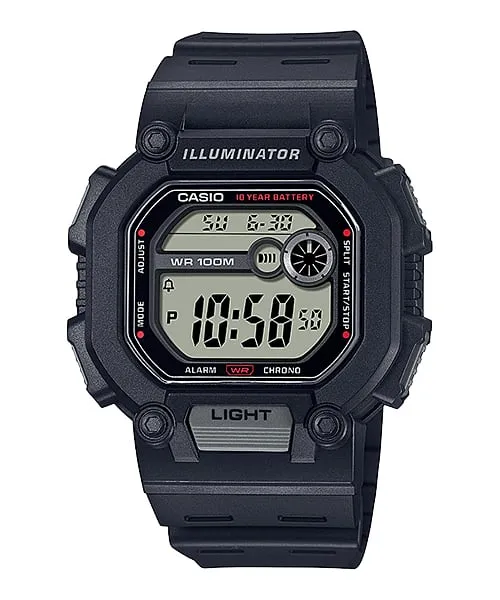Casio Digital Grey Dial Black Resin Band Watch W737H-1A
