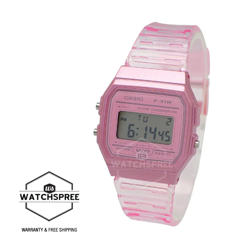 Casio Digital Pink Resin Band Watch F91WS-4D F-91WS-4