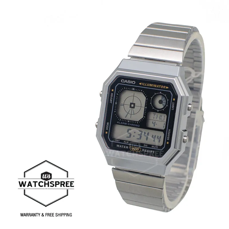 Casio Digital Vintage Stainless Steel Band Watch A130WE-1A