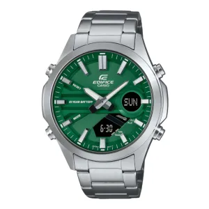 Casio Edifice Green Dial Silver Stainless Steel Strap Men Watch EFV-C120D-3ADF