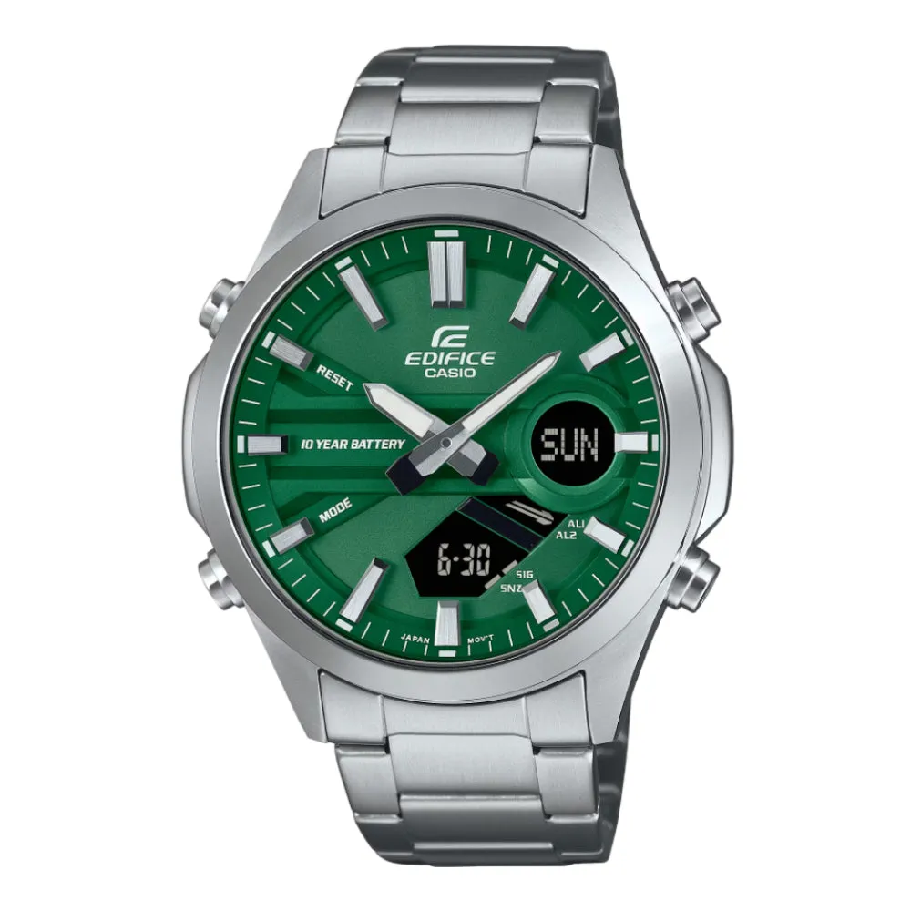 Casio Edifice Green Dial Silver Stainless Steel Strap Men Watch EFV-C120D-3ADF