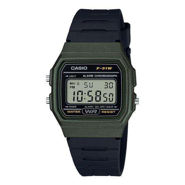 Casio F-91WM-3ADF Army Green Resin Watch for Men and Women