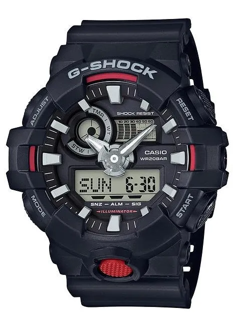 CASIO G-SHOCK ANALOGUE / DIGITAL BLACK RESIN BAND GA700-1A