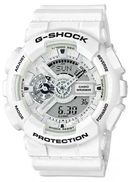 CASIO G-SHOCK ANALOGUE / DIGITAL WHITE RESIN BAND GA110MW-7A