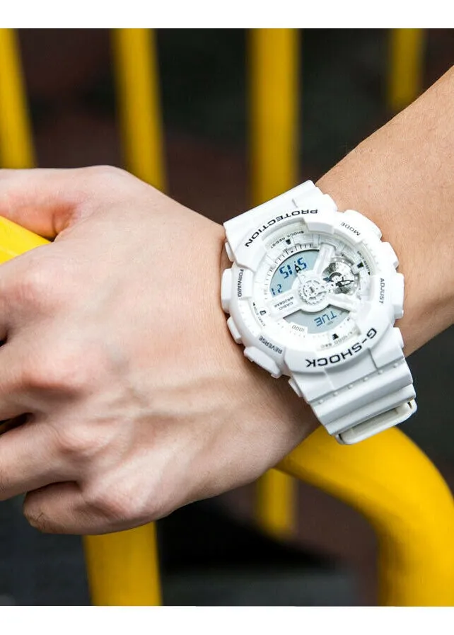 CASIO G-SHOCK ANALOGUE / DIGITAL WHITE RESIN BAND GA110MW-7A