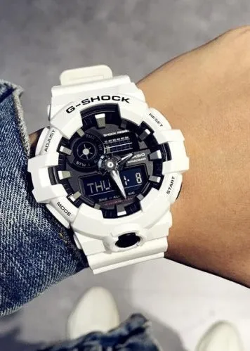 CASIO G-SHOCK ANALOGUE / DIGITAL WHITE RESIN BAND GA700-7A