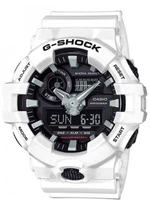 CASIO G-SHOCK ANALOGUE / DIGITAL WHITE RESIN BAND GA700-7A