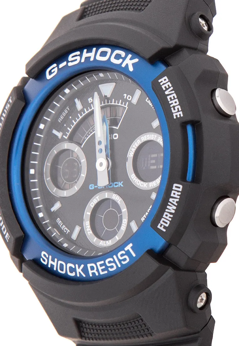 Casio G-shock AW-591-2ADR Digital Analog Rubber Strap Watch For Men