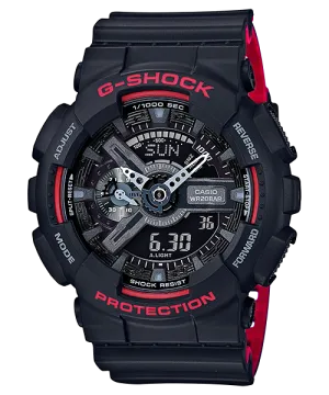 Casio G-Shock Black & Red Series Special Color Models Black Resin Watch GA110HR-1A
