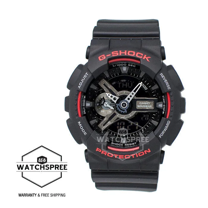 Casio G-Shock Black & Red Series Special Color Models Black Resin Watch GA110HR-1A