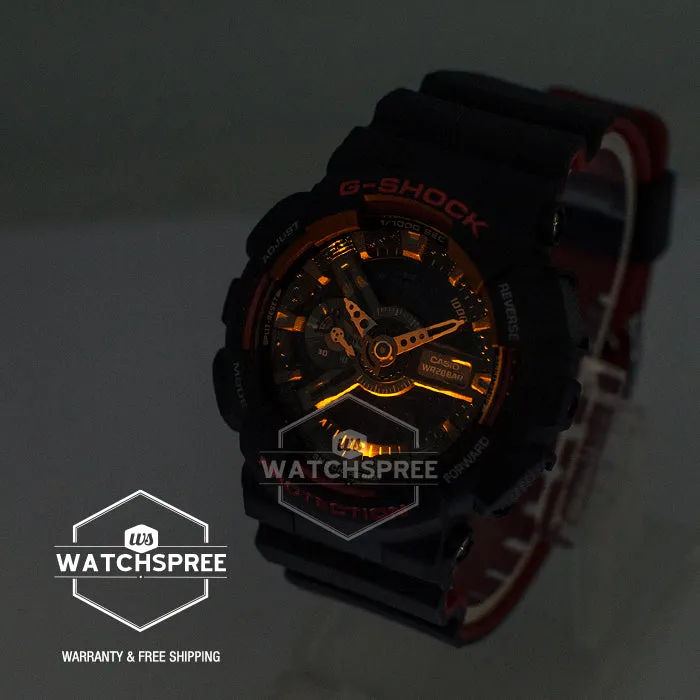 Casio G-Shock Black & Red Series Special Color Models Black Resin Watch GA110HR-1A