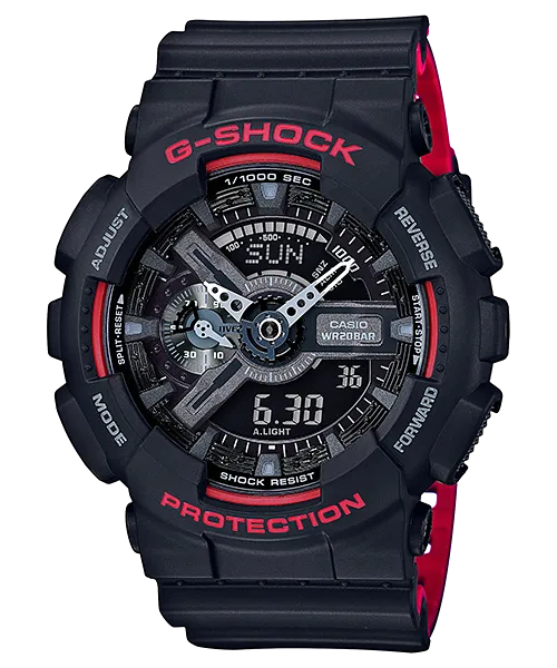Casio G-Shock Black & Red Series Special Color Models Black Resin Watch GA110HR-1A