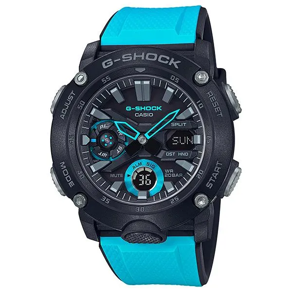 Casio G-Shock Carbon Core Guard Structure Blue Resin Band Watch GA2000-1A2 GA-2000-1A2