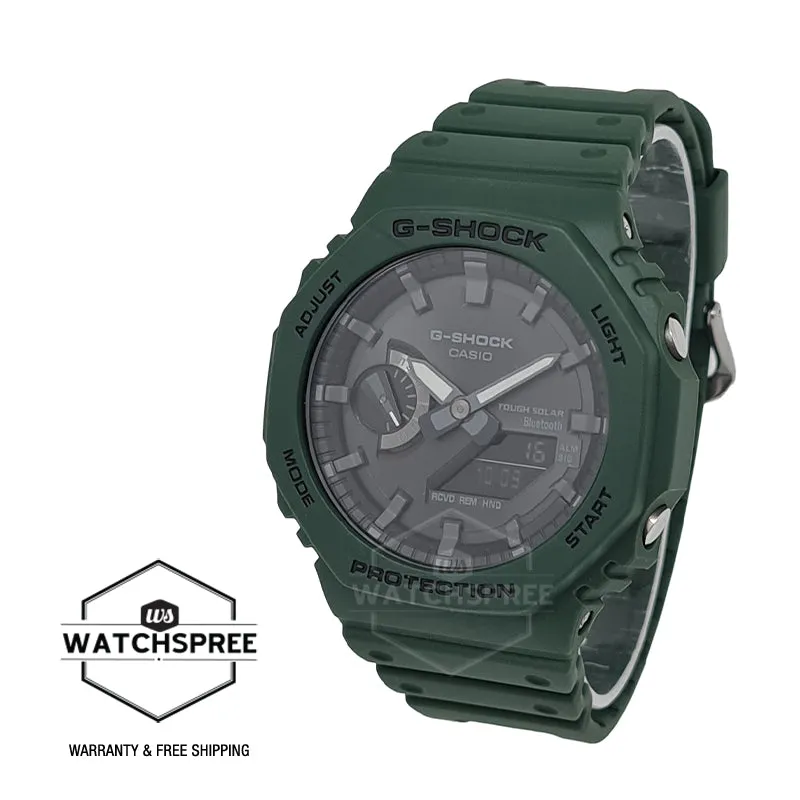 Casio G-Shock Carbon Core Guard Structure Bluetooth Solar Powered GA-2100 Lineup Green Resin Band Watch GAB2100-3A GA-B2100-3A