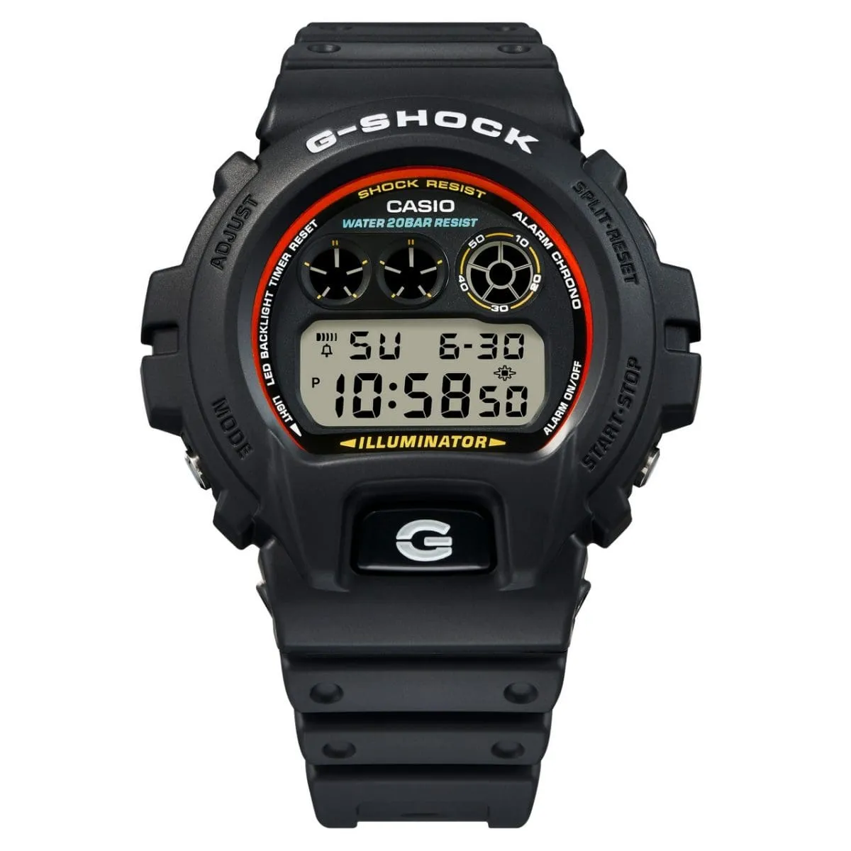 CASIO G-SHOCK DIGITAL BLACK AND RED WATCH DW-6900RL-1DR-P