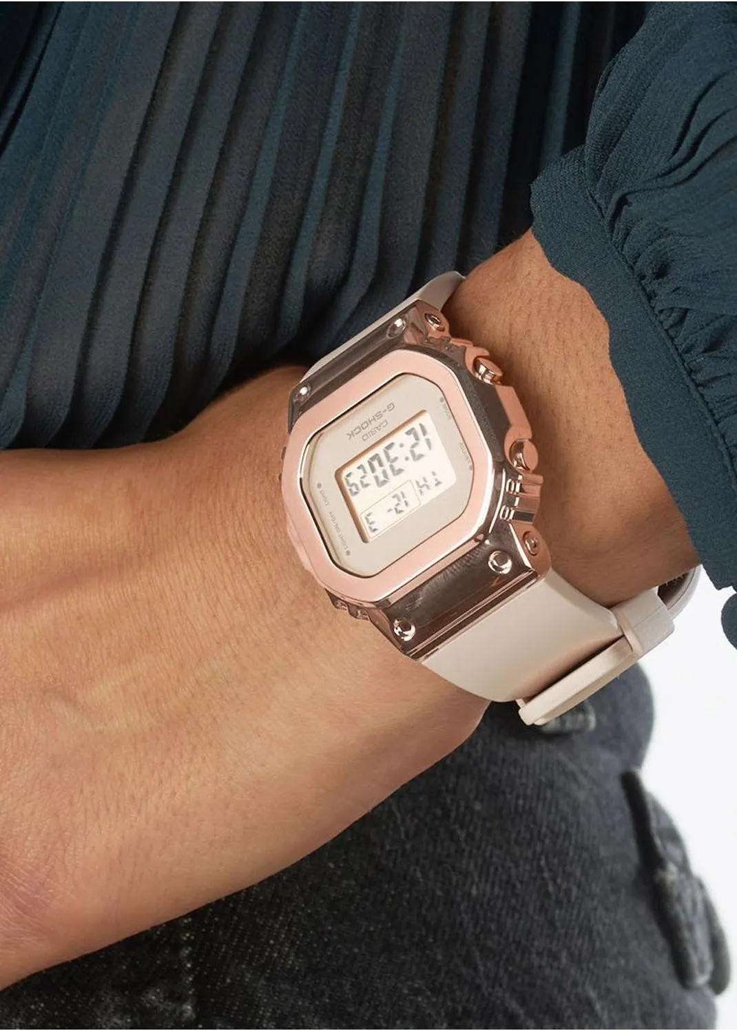 CASIO G-SHOCK DIGITAL SLIM SQUARE ROSE GOLD SOFT PINK BAND GMS5600PG-4D