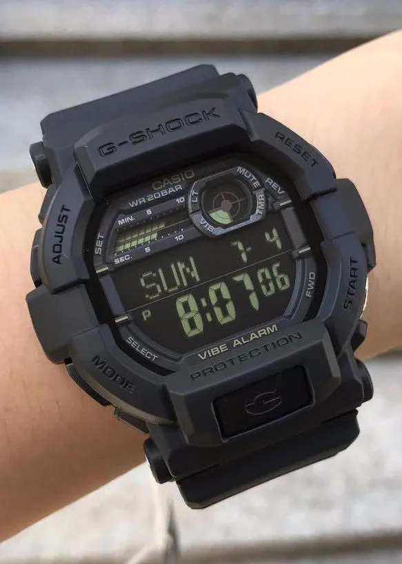 CASIO G-SHOCK DIGITAL WITH VIBRATION ALERT BLACK RESIN BAND GD350-1B