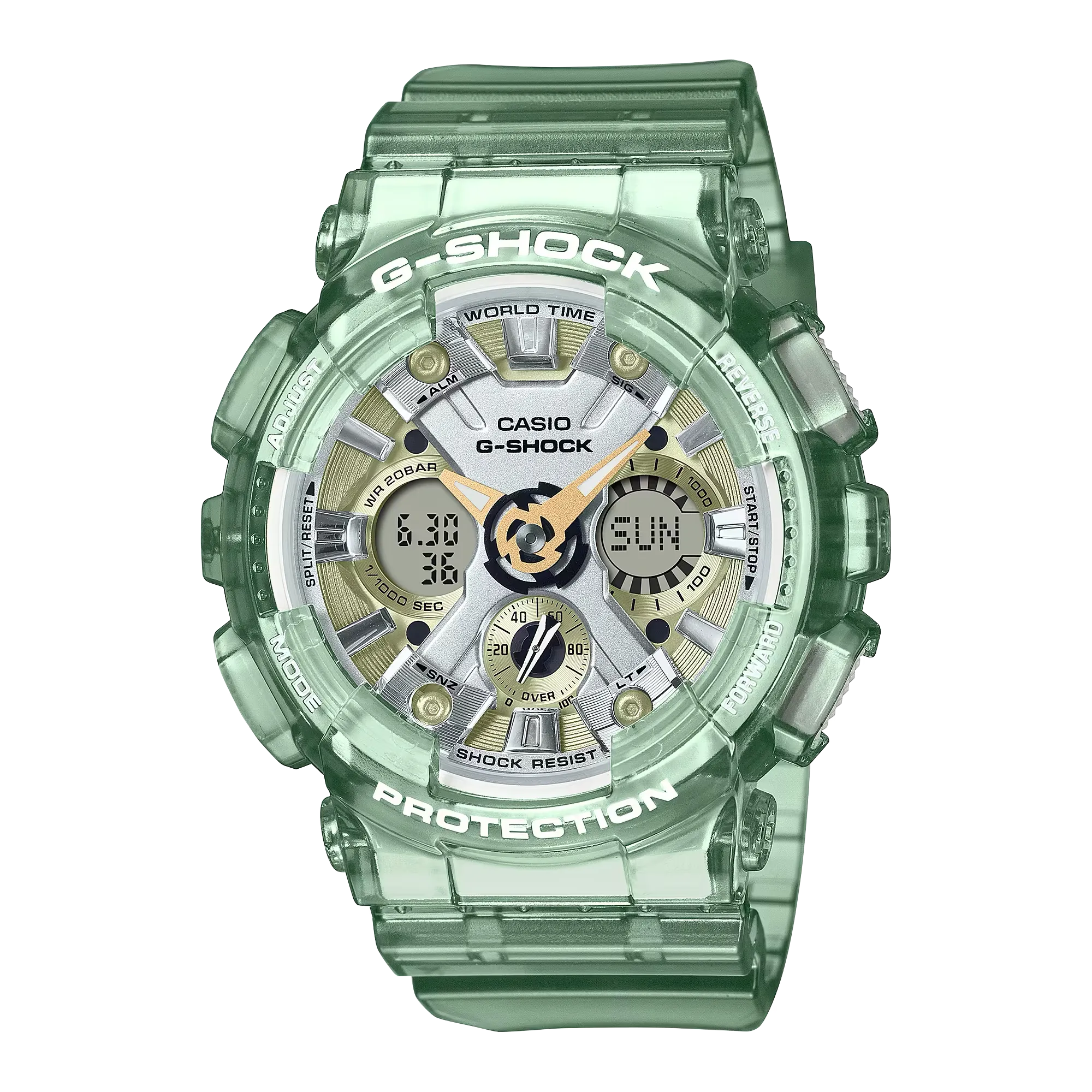 Casio G-Shock for Ladies' See-Through Subtle Green Resin Band Watch GMAS120GS-3A GMA-S120GS-3A