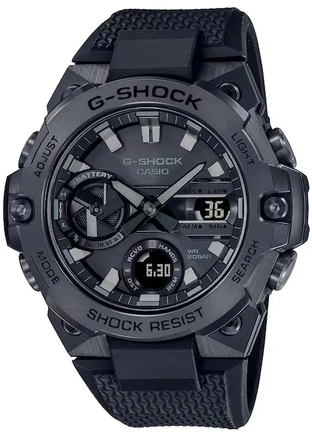 CASIO G-SHOCK G-STEEL CARBON CORE GUARD BLACK RESIN BAND GSTB400BB-1A