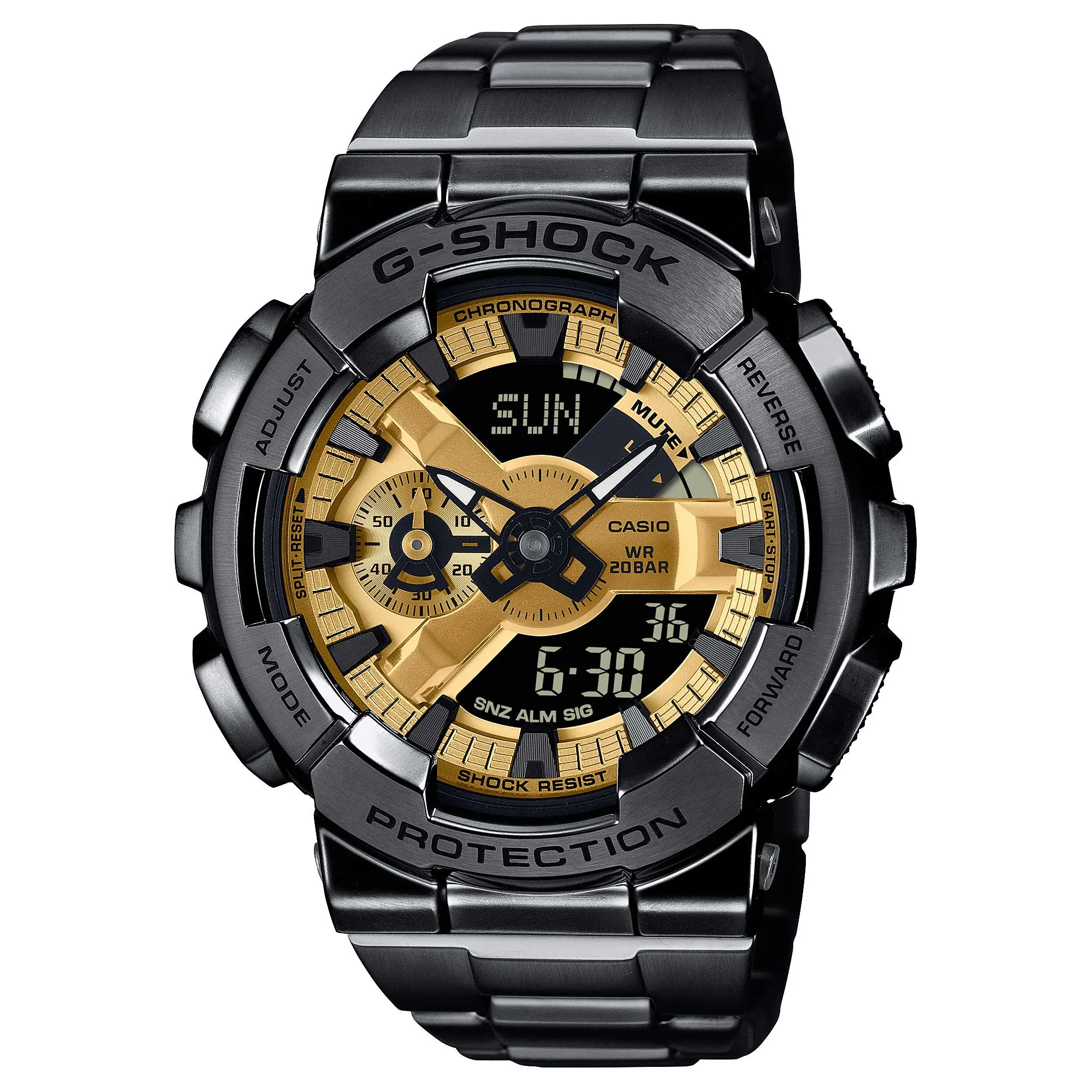 Casio G-Shock G-Steel GM-110 Lineup Black Ion Plated Stainless Steel Band Watch GM110BD-1A9 GM-110BD-1A9