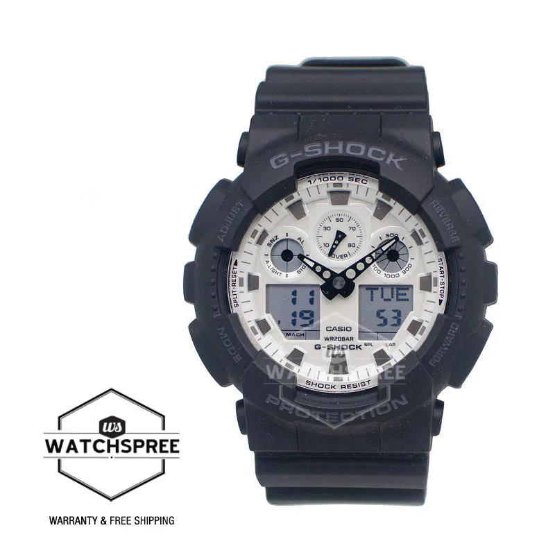 Casio G-Shock GA-100 Lineup Black and Brilliant White Series Watch GA100WD-1A GA-100WD-1A