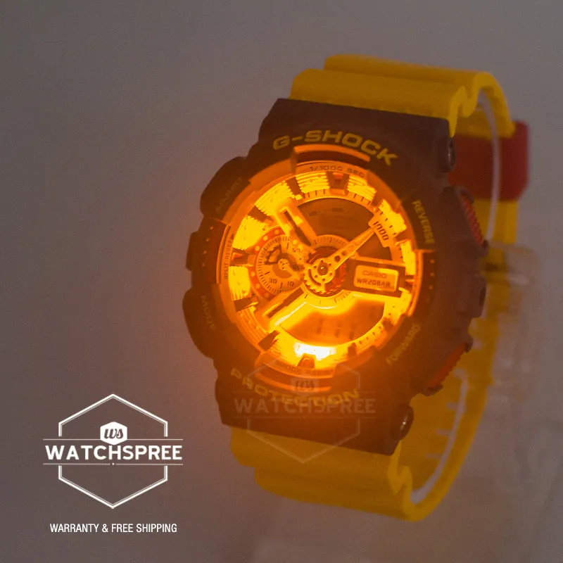 Casio G-Shock GA-110 Lineup '90s Sport Series Yellow Resin Band Watch GA110Y-9A GA-110Y-9A