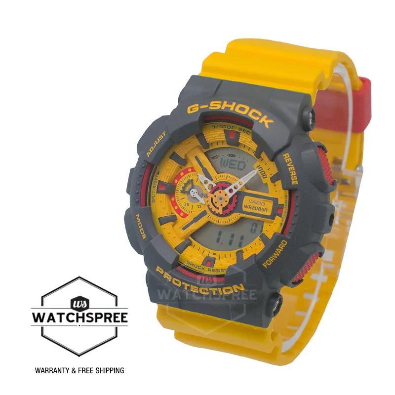 Casio G-Shock GA-110 Lineup '90s Sport Series Yellow Resin Band Watch GA110Y-9A GA-110Y-9A