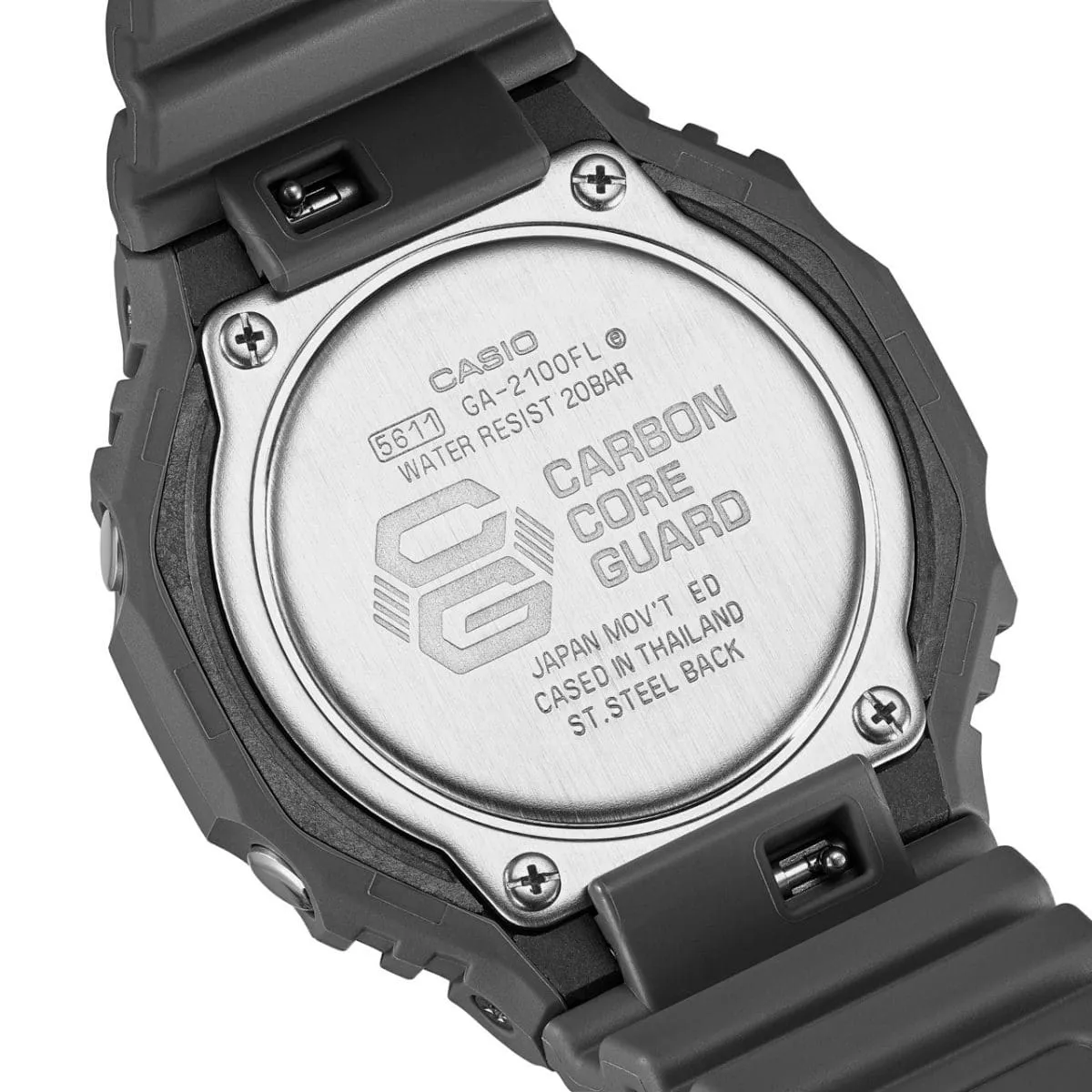 CASIO G-SHOCK GLOWY ORANGE DIAL GRAY-ON-BLACK STRAP WATCH GA-2100FL-8ADR