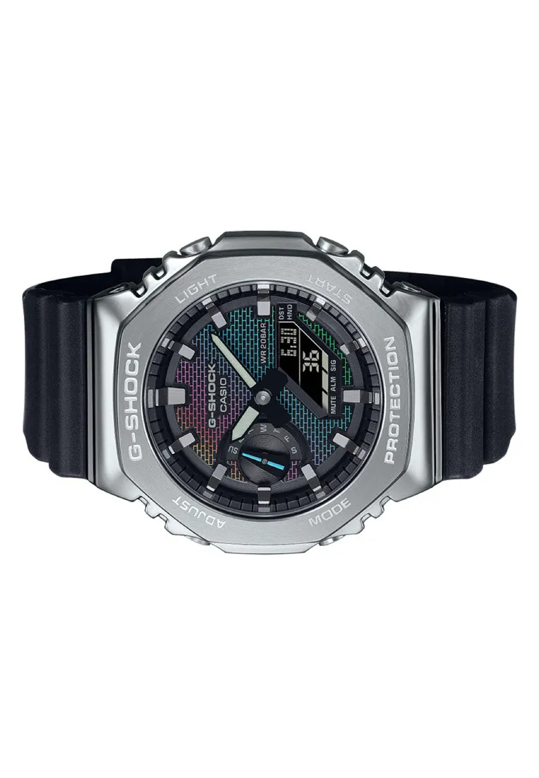 Casio G-shock GM-2100RW-1A "Rainbow Brick Wall Series" Digital Analog Rubber Strap Watch for Men
