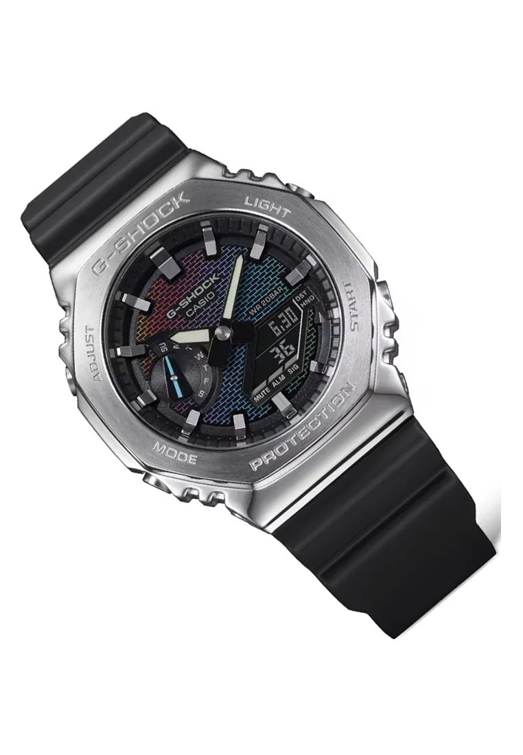 Casio G-shock GM-2100RW-1A "Rainbow Brick Wall Series" Digital Analog Rubber Strap Watch for Men