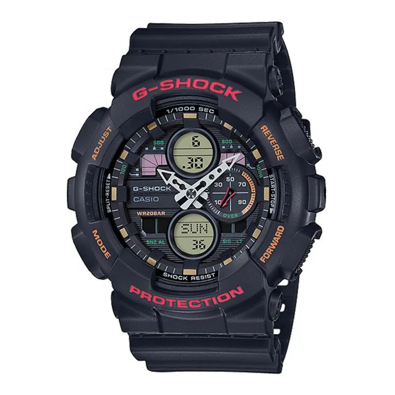 Casio G-Shock Standard Analog-Digital GA series Black Resin Band Watch GA140-1A4 GA-140-1A4