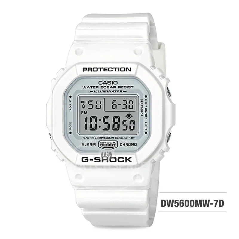 Casio G-Shock White Theme Special Color Model White Resin Band Watch DW5600MW-7D DW-5600MW-7D