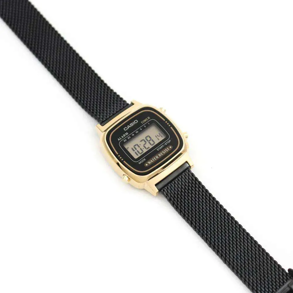 Casio LA670WEMB-1DF Black Mesh Watch for Women
