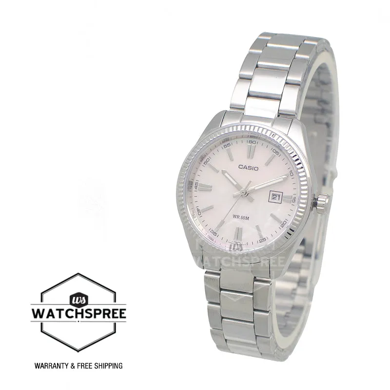 Casio Ladies' Analog Mother of Pearl Dial Stainless Steel Band Watch LTP1302DS-4A LTP-1302DS-4A