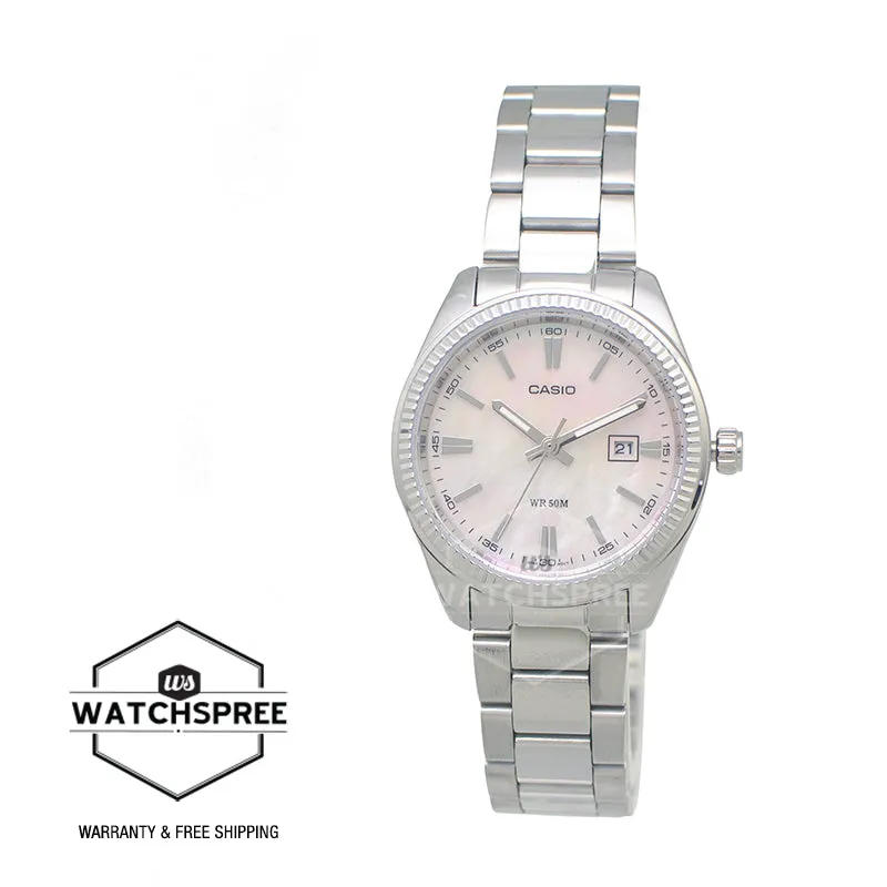 Casio Ladies' Analog Mother of Pearl Dial Stainless Steel Band Watch LTP1302DS-4A LTP-1302DS-4A