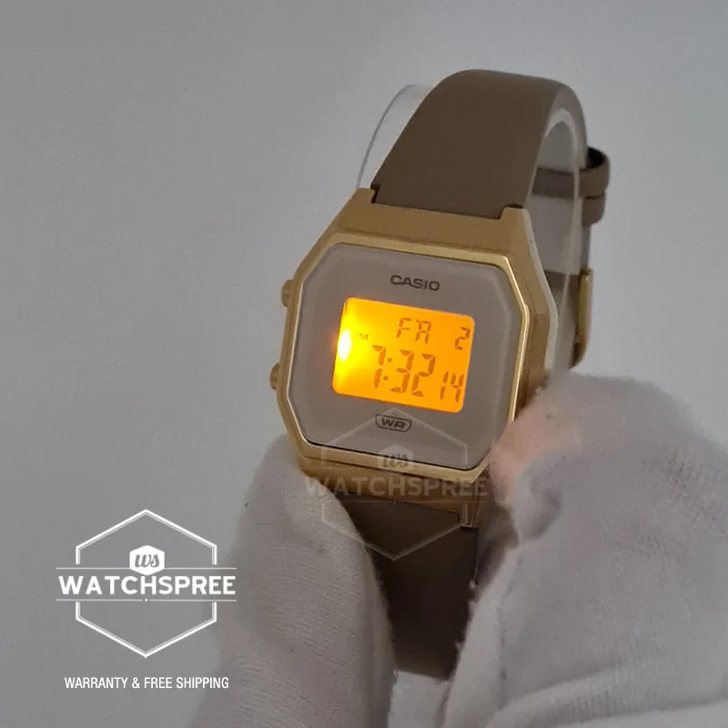 Casio Ladies' Digital Sand Leather Strap Watch LA680WEGL-5D LA680WEGL-5