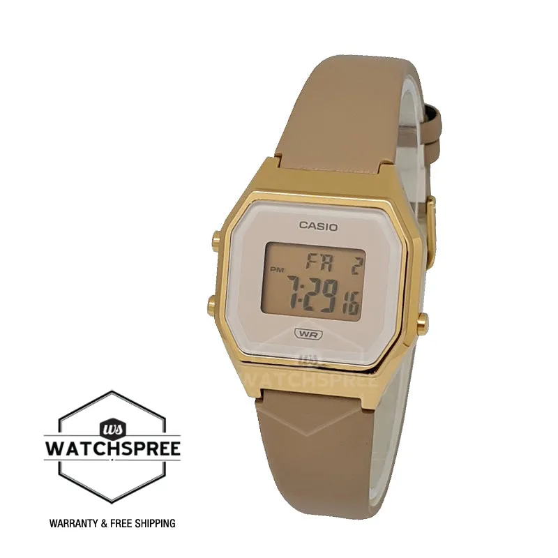 Casio Ladies' Digital Sand Leather Strap Watch LA680WEGL-5D LA680WEGL-5