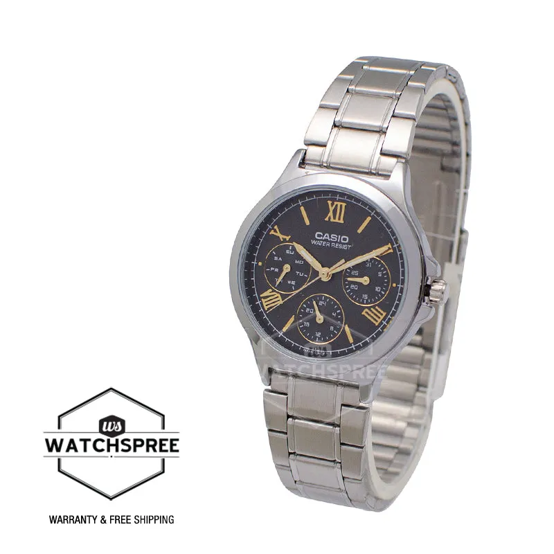 Casio Ladies' Multi-Hands Silver Stainless Steel Band Watch LTPV300D-1A2 LTP-V300D-1A2